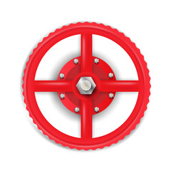 Red valve with bolt. Vector illustration 