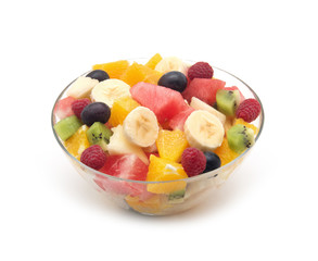 Fruit salad isolated on a white background