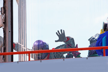 man hovering in an air pipe