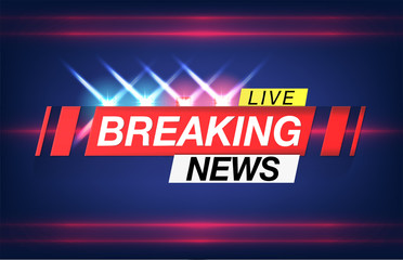 Banner breaking news, important news, headline in the form of flashing lights police. Vector image.