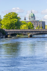 Corrib river with Galway Cathedral in background