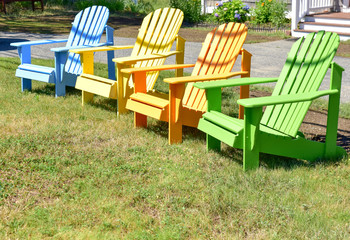 empty chairs in summer on New England coast vacation