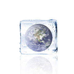 Earth encased in an ice cube