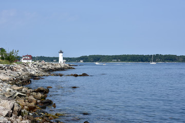 Fototapeta na wymiar New England Coast Lighthouse in summer