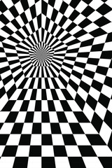 The Contrast Abstract Black and White Geometric Pattern with Stripes and Pentagons. A Optical Psychedelic Illusion. A Wicker Structural Texture.