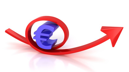 Red arrow and euro sign