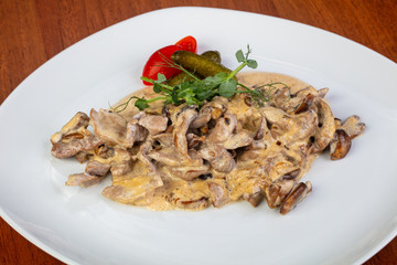 Delicious beef stroganoff
