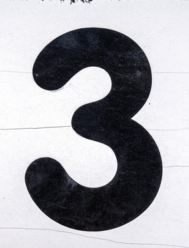 Written Wording in Distressed State Typography Found Number Three 3