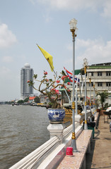 Embankment of Chao Phraya river in Bangkok. Kingdom of Thailand