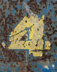 Written Wording in Distressed State Typography Found Number FOur 4