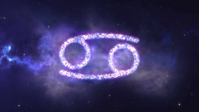 zodiac sign Cancer forming from the stars with space background