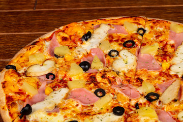 Pizza with ham and cheese