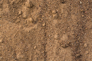 Sand from red granite. Remains of small stones