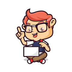 Nerd Geek With Laptop