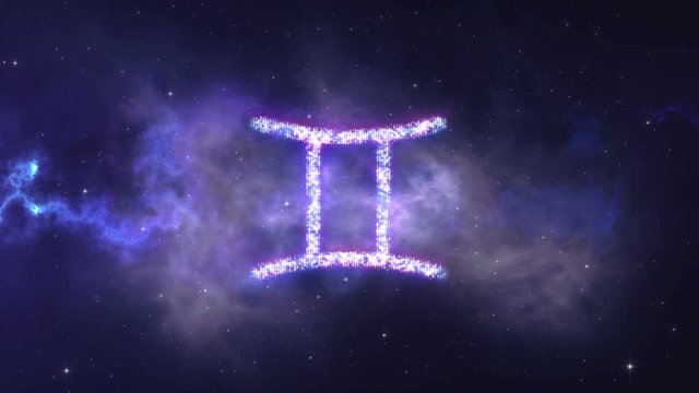 zodiac sign gemini forming from the stars with space background