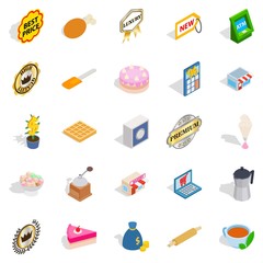 Caff icons set. Isometric set of 25 caff vector icons for web isolated on white background