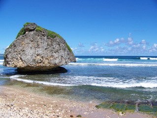 Floating Rock on Tropical Beach