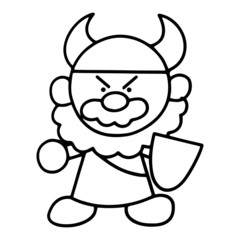 Viking warrior  cartoon illustration isolated on white background for children color book