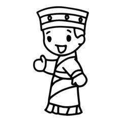 Little boy cartoon illustration isolated on white background for children color book