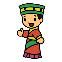 Little boy cartoon illustration isolated on white background for children color book