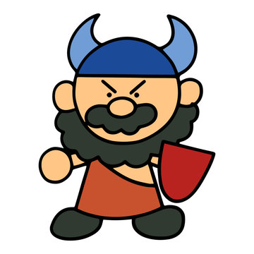 Viking warrior  cartoon illustration isolated on white background for children color book
