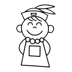 Chinese people cartoon illustration isolated on white background for children color book