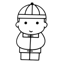 Chinese people cartoon illustration isolated on white background for children color book