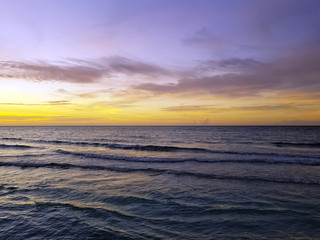 Dramatic sunset over the Cuban beach