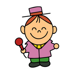 MC boy cartoon illustration isolated on white background for children color book