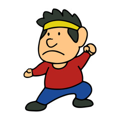 Fighter cartoon illustration isolated on white background for children color book