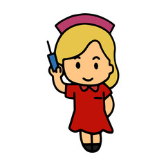 Nurse cartoon illustration isolated on white background for children color book
