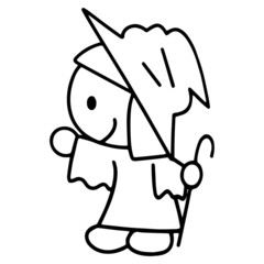 Cute Witch cartoon illustration isolated on white background for children color book