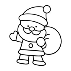 Santa Claus cartoon illustration isolated on white background for children color book