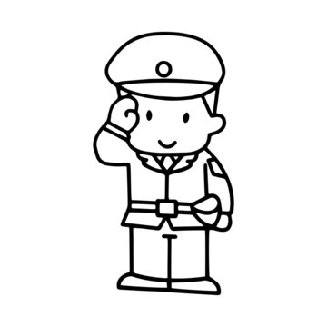 Policeman cartoon illustration isolated on white background for children color book