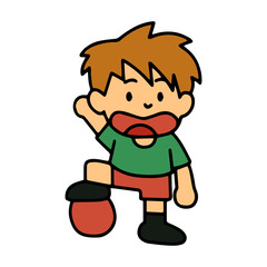 Sport Boy cartoon illustration isolated on white background for children color book