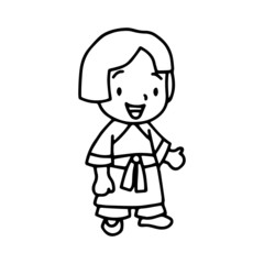 Little girl cartoon illustration isolated on white background for children color book