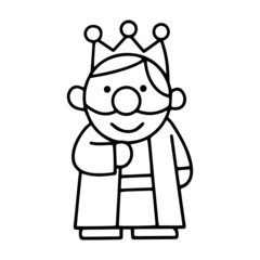 King cartoon illustration isolated on white background for children color book