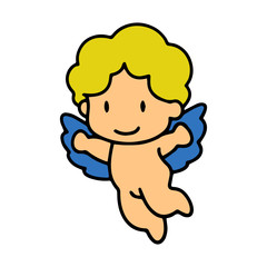 Cupid cartoon illustration isolated on white background for children color book
