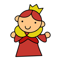 Queen cartoon illustration isolated on white background for children color book