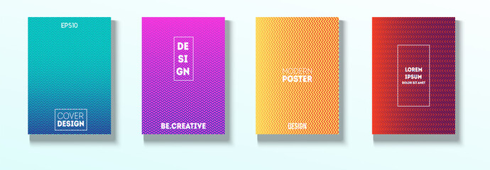 Minimal Covers, Vector Hipster Abstract Brands Design. Magenta, Cyan, Yellow Corporate Identity Blend Tech Halftones. Business Minimal Covers, Cool Retro Ad Music Party Poster Bright Gradient Stripes.