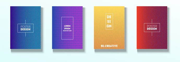 Minimal Covers, Vector Hipster Abstract Brands Design. Magenta, Cyan, Yellow Corporate Identity Blend Tech Halftones. Business Minimal Covers, Cool Retro Ad Music Party Poster Bright Gradient Stripes.