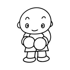 Boxing fighter cartoon illustration isolated on white background for children color book