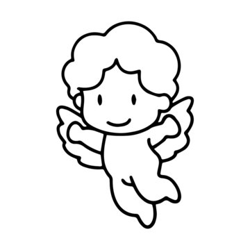 Cupid cartoon illustration isolated on white background for children color book