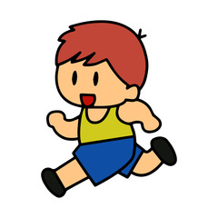 Little boy cartoon illustration isolated on white background for children color book