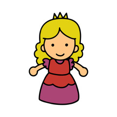 Princess cartoon illustration isolated on white background for children color book