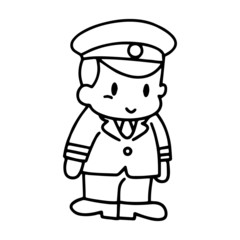 Ticket collector cartoon illustration isolated on white background for children color book