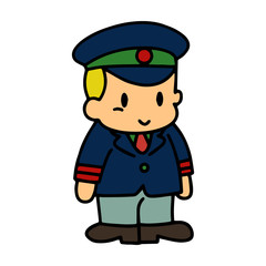 Fototapeta premium Ticket collector cartoon illustration isolated on white background for children color book