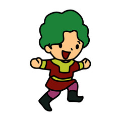 Mongolian kid cartoon illustration isolated on white background for children color book