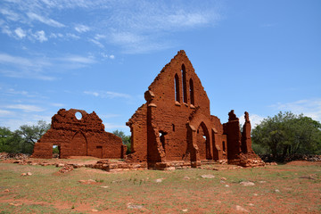 London Missionary Society church ruin that was completed in 1894, Old Palapye, Botswana, Africa