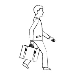 businessman walking with suitcase travel